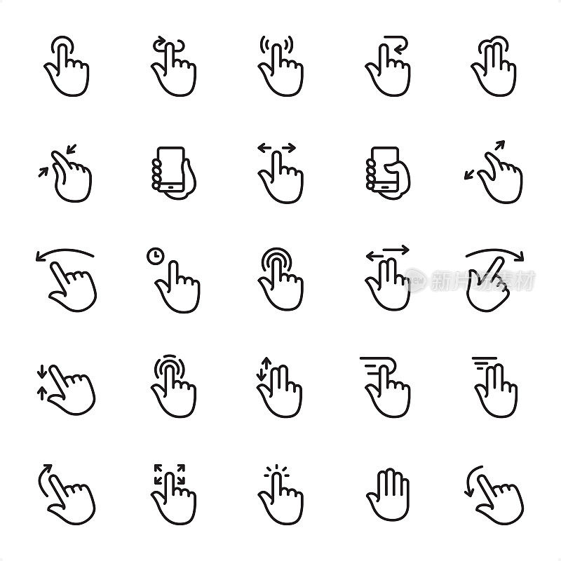 Touch Gestures - Outline Icon Set